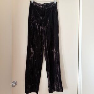 Zara Black Velvet Wide-Leg Trousers